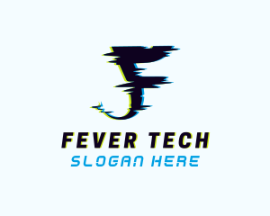 Cyber Glitch Letter F logo design