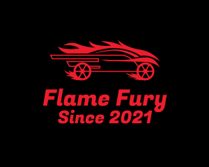 Flaming Race Car logo design