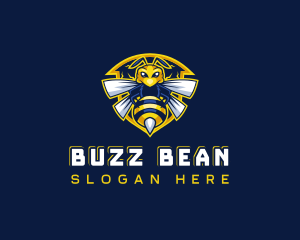 Bee Hornet Shield logo design