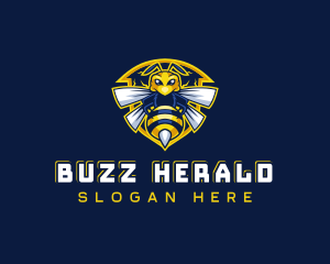 Bee Hornet Shield logo design