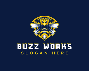 Bee Hornet Shield logo design