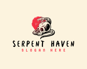 Skull Snake Serpent logo design