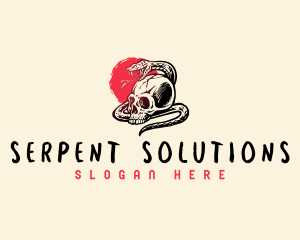 Skull Snake Serpent logo design