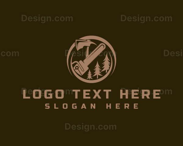 Pine Tree Axe Chainsaw Logo