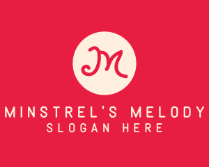 Pink Handwritten Letter M logo design