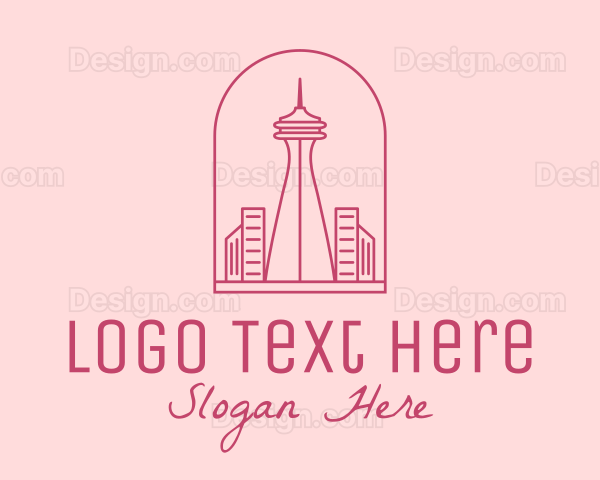 Pink Space Needle Outline Logo