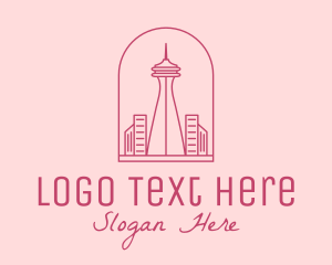 Pink Space Needle Outline  logo