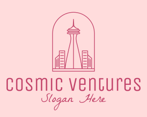 Pink Space Needle Outline  logo design