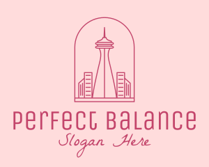 Pink Space Needle Outline  logo