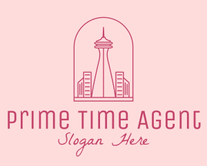 Pink Space Needle Outline  logo design