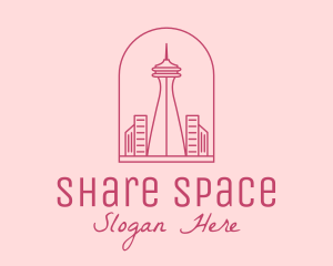 Pink Space Needle Outline  logo design