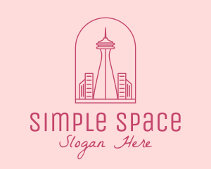 Pink Space Needle Outline  logo design