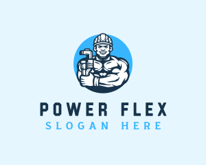 Muscular Plumber Worker logo design