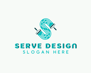 Handyman Paint Roller Letter S logo design