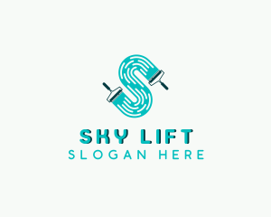 Handyman Paint Roller Letter S logo design