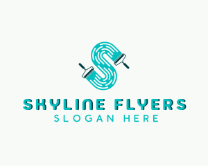 Handyman Paint Roller Letter S logo design