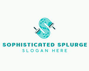 Handyman Paint Roller Letter S logo design