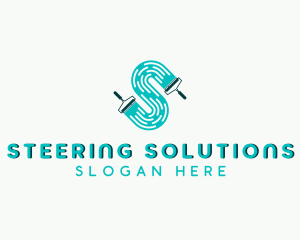 Handyman Paint Roller Letter S logo design