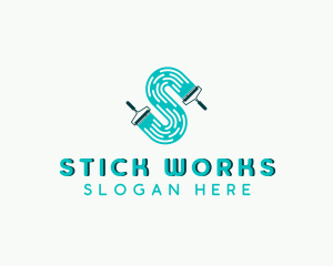 Handyman Paint Roller Letter S logo design