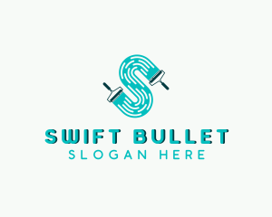 Handyman Paint Roller Letter S logo design