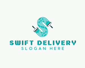 Handyman Paint Roller Letter S logo design