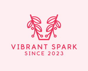 Pink Plant Letter V logo design