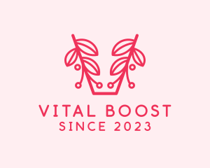 Pink Plant Letter V logo design