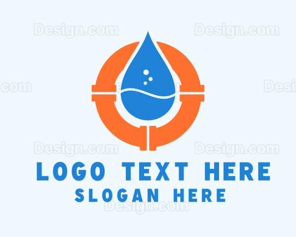 Water Droplet Plumbing Pipe Logo