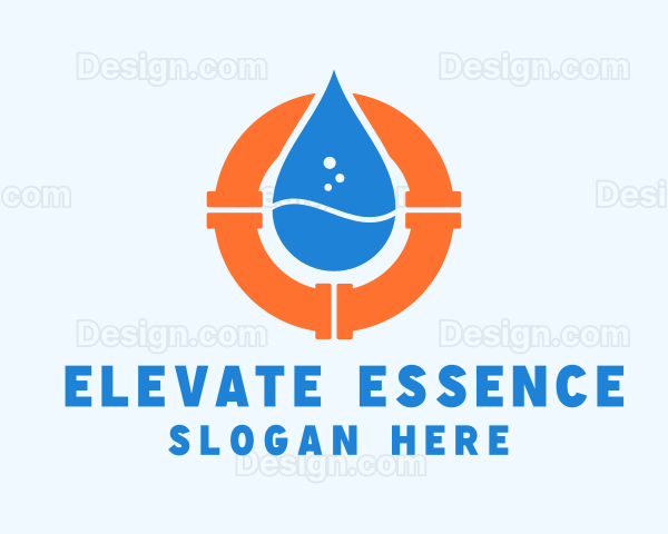 Water Droplet Plumbing Pipe Logo