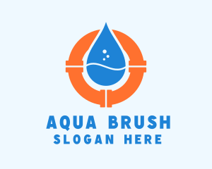 Water Droplet Plumbing Pipe logo design