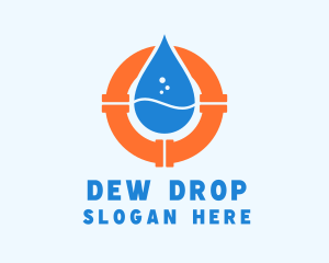 Water Droplet Plumbing Pipe logo design