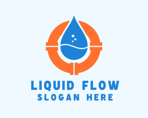 Water Droplet Plumbing Pipe logo design