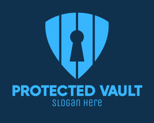 Blue Keyhole Shield logo design