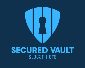 Blue Keyhole Shield logo design