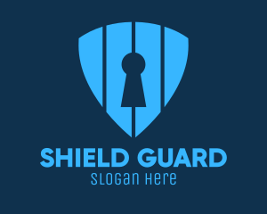 Blue Keyhole Shield logo design