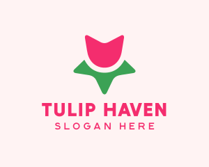 Tulip Flower Star logo design