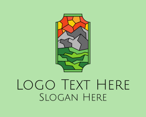 Mountain Landscape Stained Glass  logo