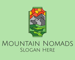 Mountain Landscape Stained Glass  logo design