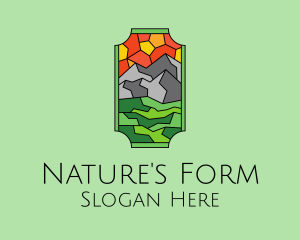 Mountain Landscape Stained Glass  logo