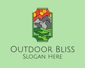 Mountain Landscape Stained Glass  logo design