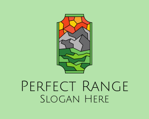 Mountain Landscape Stained Glass  logo design