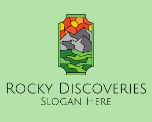 Mountain Landscape Stained Glass  logo
