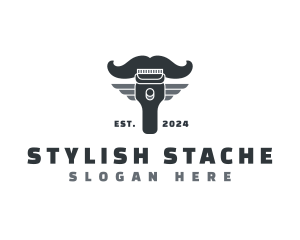 Mustache Razor Barbershop logo design