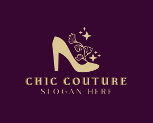 Fancy Floral Heels Shoe logo design