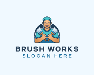 Paint Brush Painter Renovation logo design