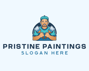 Paint Brush Painter Renovation logo design