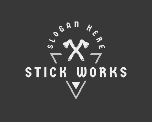 Woodworking Lumberjack Axe logo design