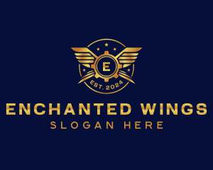 Mechanical Gear Wings logo design