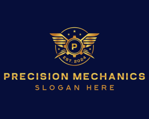 Mechanical Gear Wings logo design