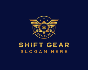 Mechanical Gear Wings logo design